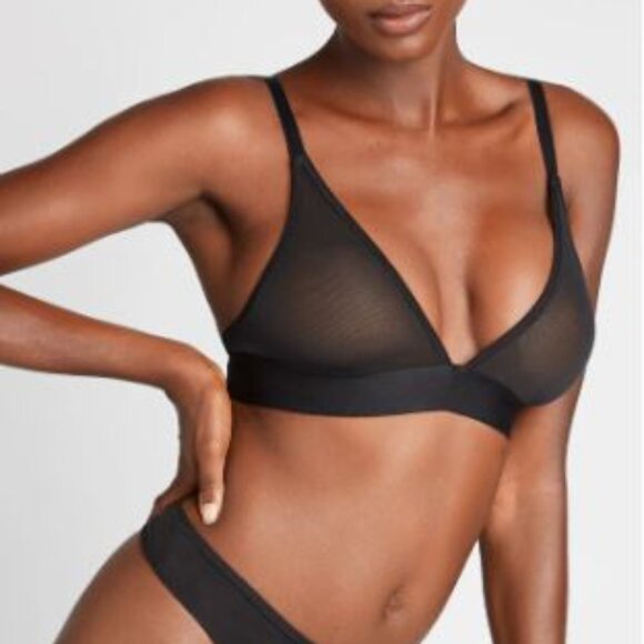 Negative Underwear Sheer Black Sieve Triangle Bra Wireless - Size 2 - Picture 1 of 5